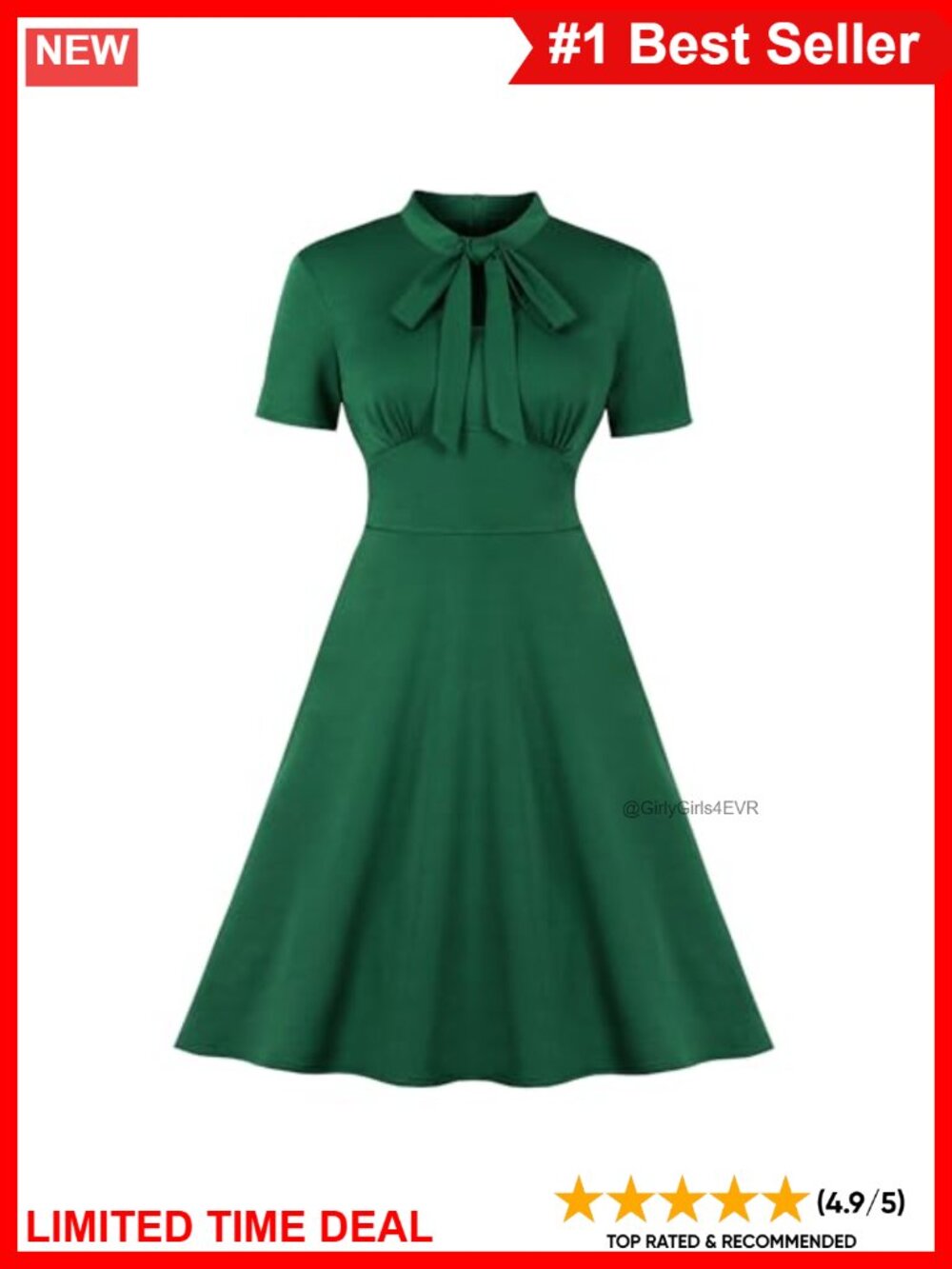 Fit & Flare Cocktail Dress Keyhole Tie Neck Ruffle Ruched High Waist
